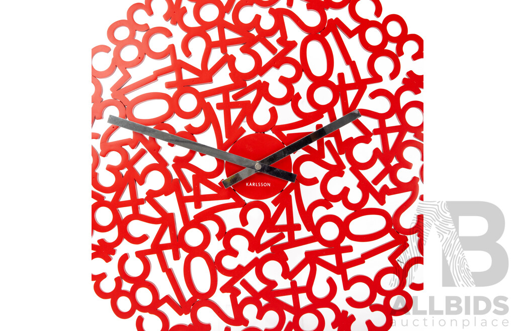Red Karlsson Mixed Numbers Wall Clock Designed by J.P. Meulendijks