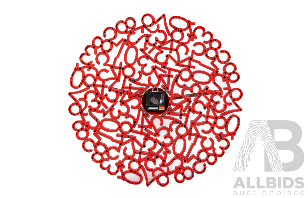 Red Karlsson Mixed Numbers Wall Clock Designed by J.P. Meulendijks