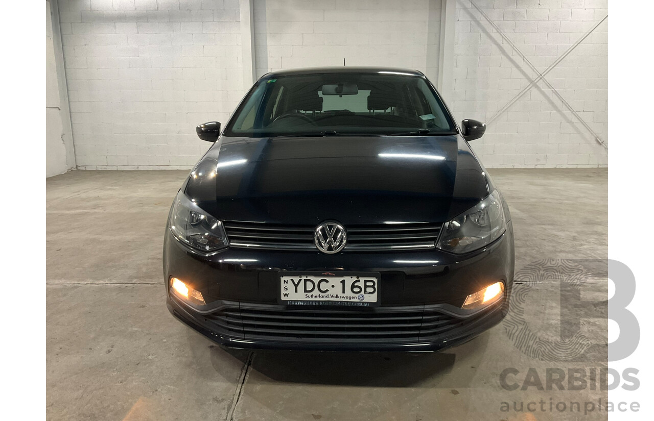 07/2015 Volkswagen Polo 66 TSI Trendline 6R MY15 5d Hatchback Black Turbo 1.2L
