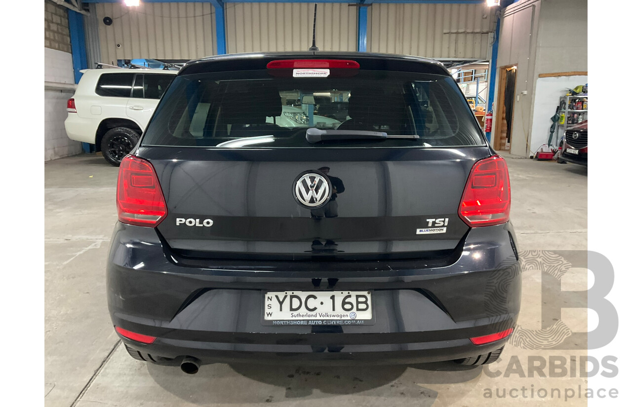 07/2015 Volkswagen Polo 66 TSI Trendline 6R MY15 5d Hatchback Black Turbo 1.2L