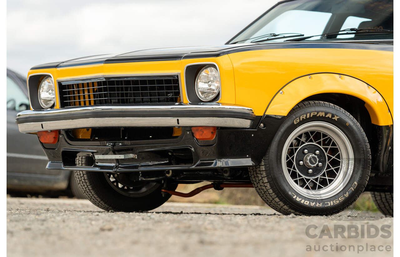 04/1974 Holden LH Torana SL/R 5000 Tribute 4d Sedan Chrome Yellow / Black V8 5.0L - Modified