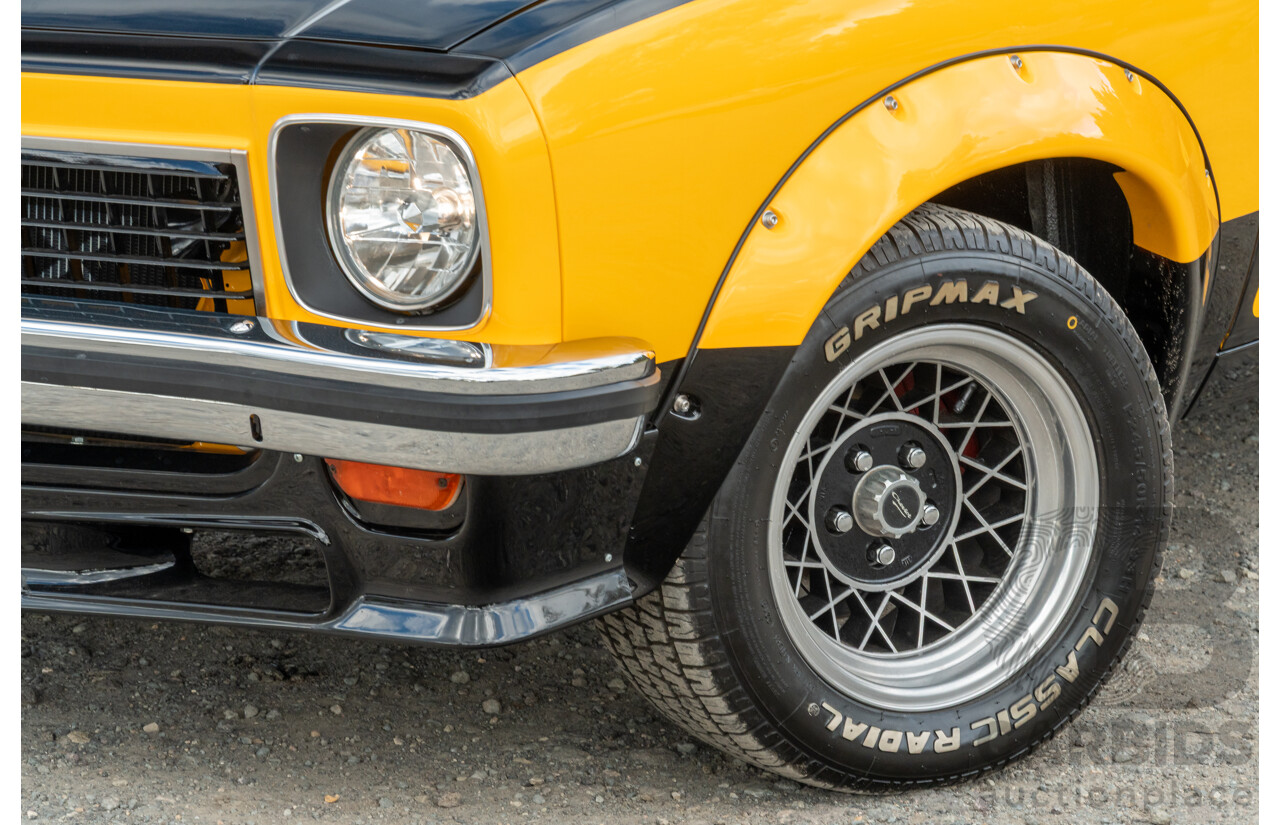 04/1974 Holden LH Torana SL/R 5000 Tribute 4d Sedan Chrome Yellow / Black V8 5.0L - Modified