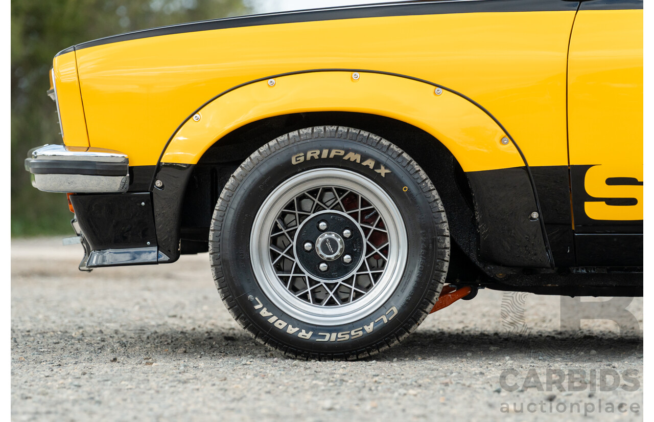 04/1974 Holden LH Torana SL/R 5000 Tribute 4d Sedan Chrome Yellow / Black V8 5.0L - Modified