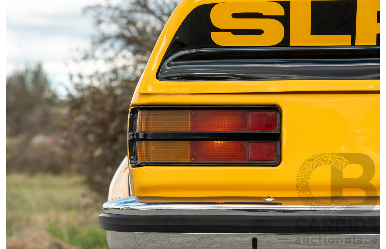 04/1974 Holden LH Torana SL/R 5000 Tribute 4d Sedan Chrome Yellow / Black V8 5.0L - Modified
