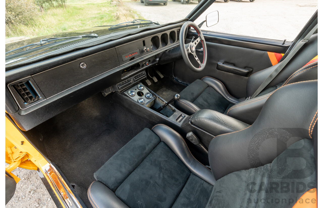 04/1974 Holden LH Torana SL/R 5000 Tribute 4d Sedan Chrome Yellow / Black V8 5.0L - Modified