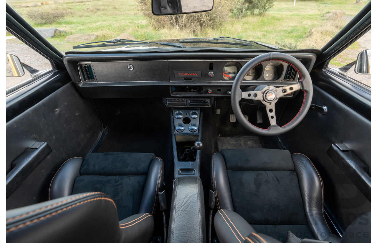 04/1974 Holden LH Torana SL/R 5000 Tribute 4d Sedan Chrome Yellow / Black V8 5.0L - Modified