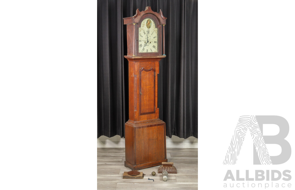 Georgian Silky Oak Long Case Clock by Mann & Wall