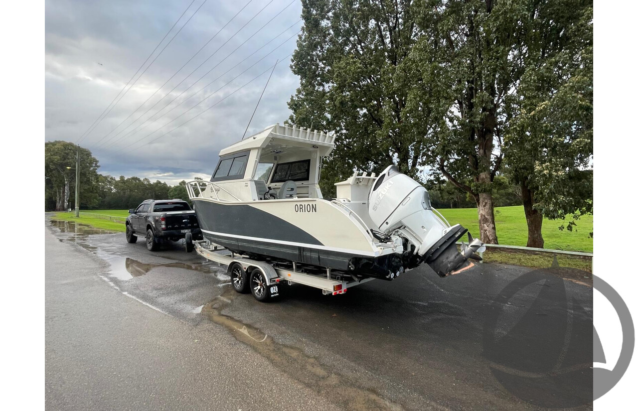 NO RESERVE - 2024 Orion Strike 790 Half Cabin Plate Boat, 350hp Suzuki 4 Stroke, 165 hours