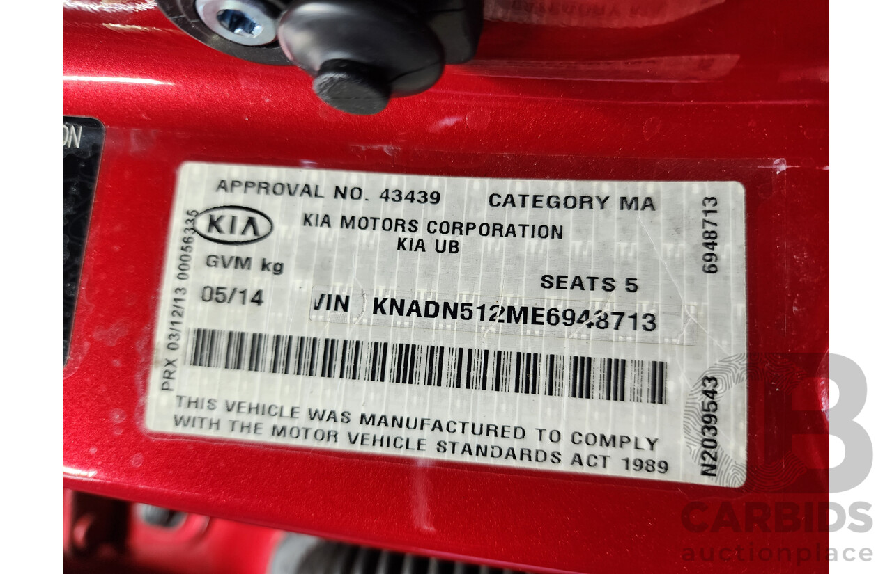 05/2014 Kia RIO S UB MY14 5d Hatchback Red 1.4L
