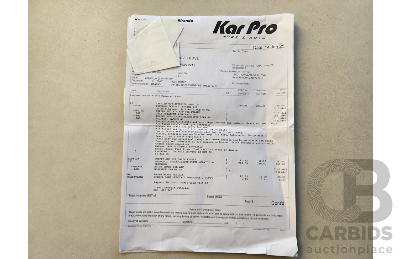 05/2014 Kia RIO S UB MY14 5d Hatchback Red 1.4L