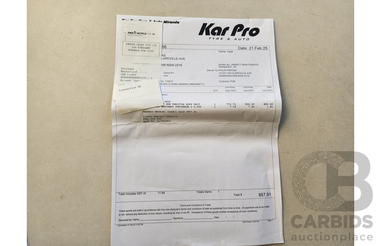 05/2014 Kia RIO S UB MY14 5d Hatchback Red 1.4L