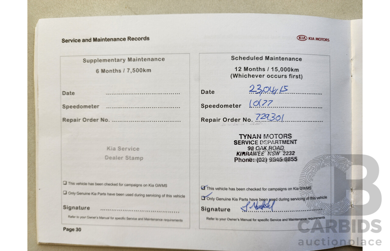 05/2014 Kia RIO S UB MY14 5d Hatchback Red 1.4L