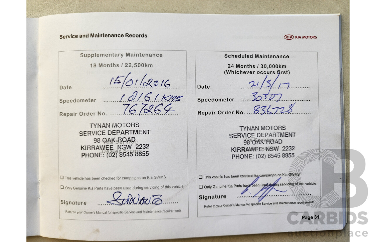 05/2014 Kia RIO S UB MY14 5d Hatchback Red 1.4L