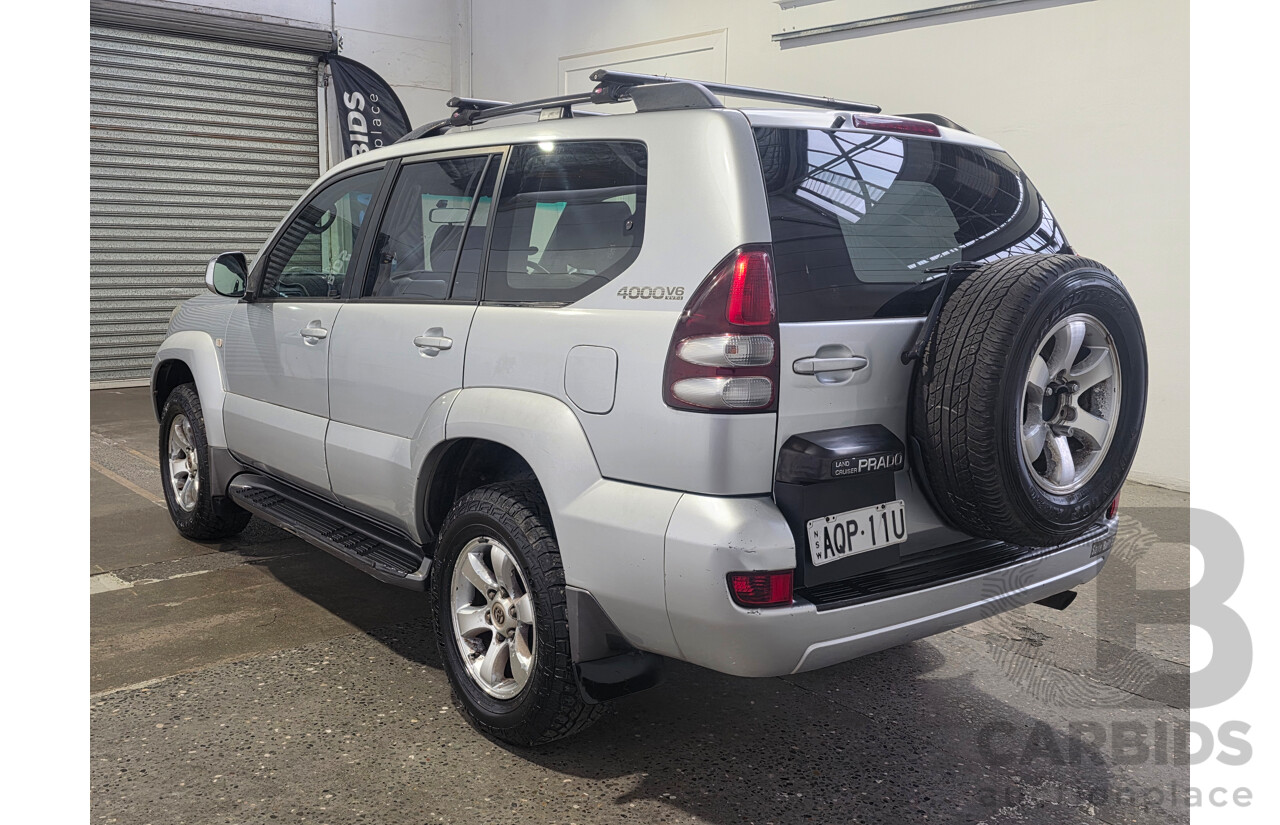 7/2004 Toyota Landcruiser Prado GXL (4x4) GRJ120R 4d Wagon Silver Metallic V6 4.0L