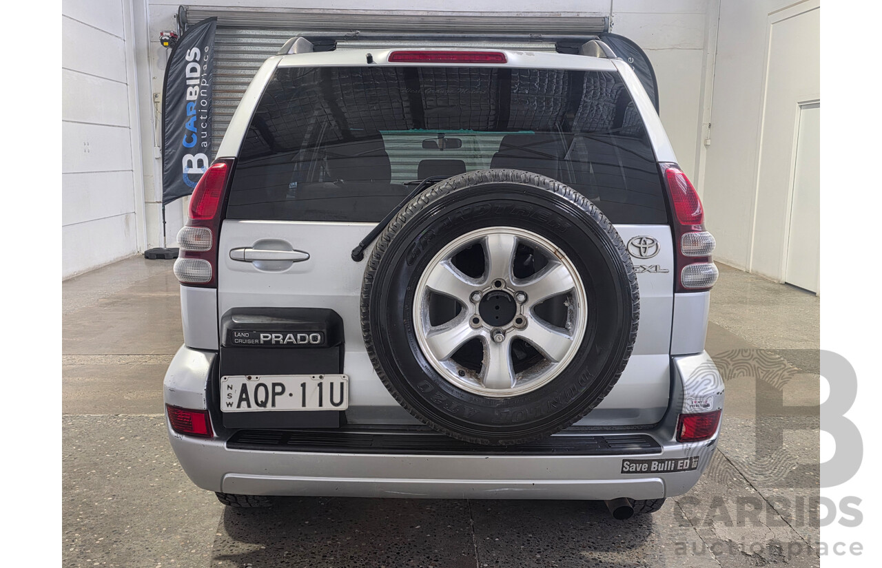 7/2004 Toyota Landcruiser Prado GXL (4x4) GRJ120R 4d Wagon Silver Metallic V6 4.0L