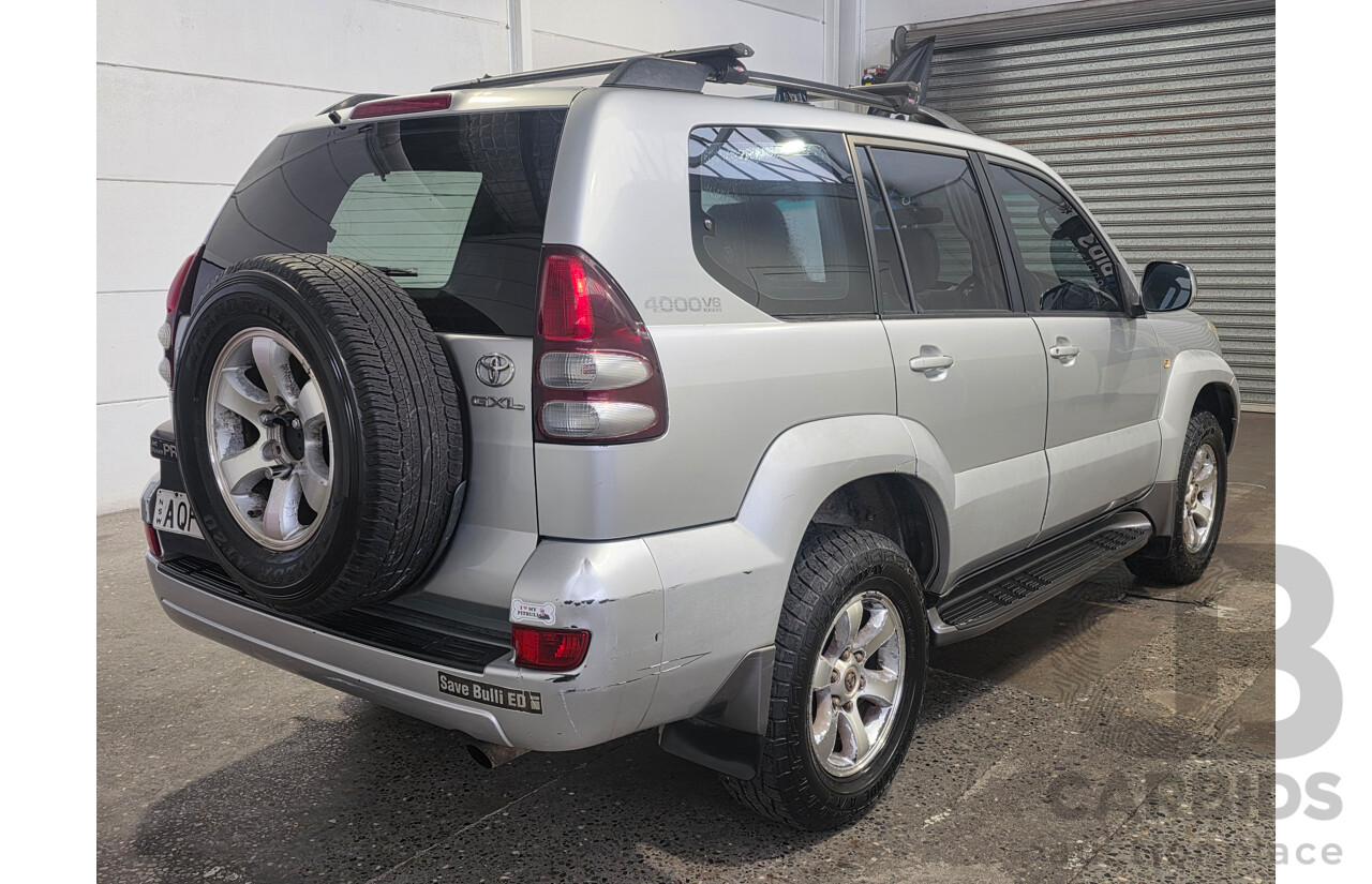7/2004 Toyota Landcruiser Prado GXL (4x4) GRJ120R 4d Wagon Silver Metallic V6 4.0L