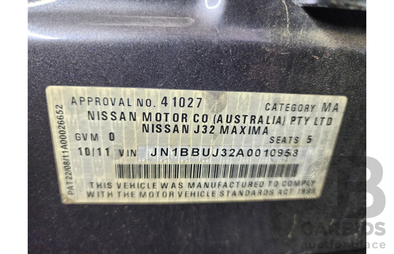 10/2011 Nissan Maxima 250 ST-L J32 4d Sedan Grey 2.5L