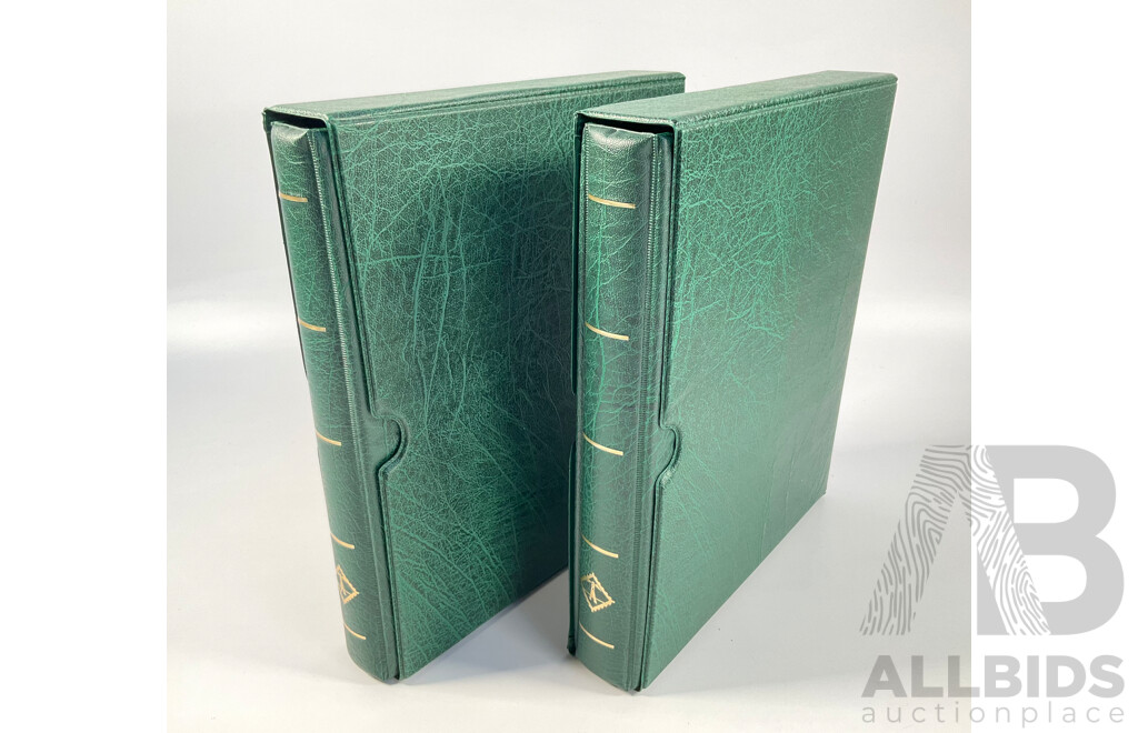 Two Leuchtturm Lighthouse Folders and Dust Dust Covers with Forty Double Sided Clear Sleeve Pages Suitable for Banknotes, First Day Covers, Postcards Etc