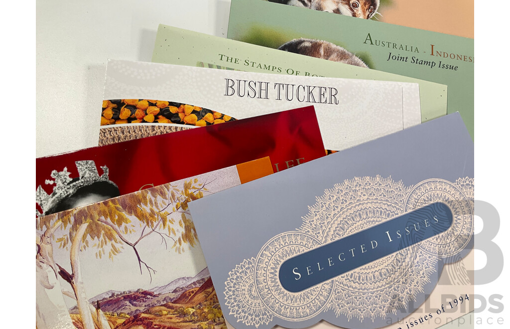 Collection of Australian Mint Stamp Packs, Mostly 2000-2002 Including Motor Racing, Thailand Joint Issues, Magic Rain Forest, Sydney/Athens, Arts Festivals, for Valour, Antarctic Penguins and More    - Face Value Approximately $130