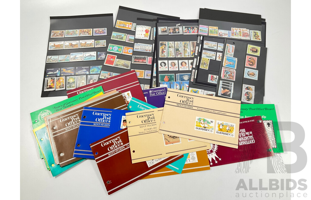 Collection of 1970's-1980's Mint Stamps and Packs Including Guernsey, Jersey, Isle of Man