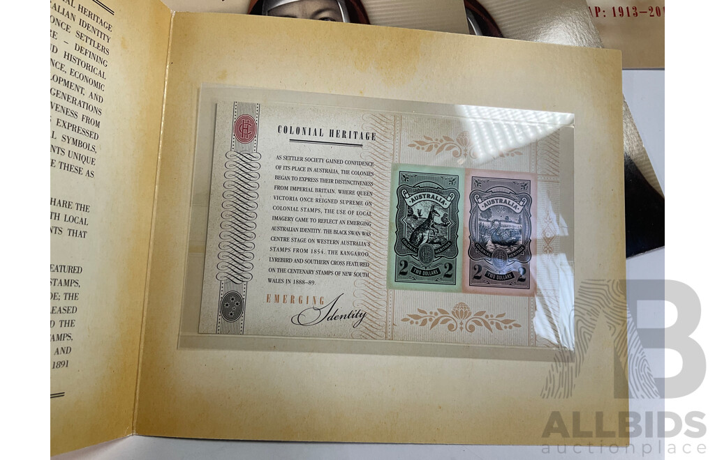Fifty Four Australian Stamp Packs Including Colonial Heritage, Bush Babies, Headline News, Top Dogs, Fifty Years Racing at Bathurst, for Valour, Bunyips, Times to Cherish and More- Face Value Approximately $270