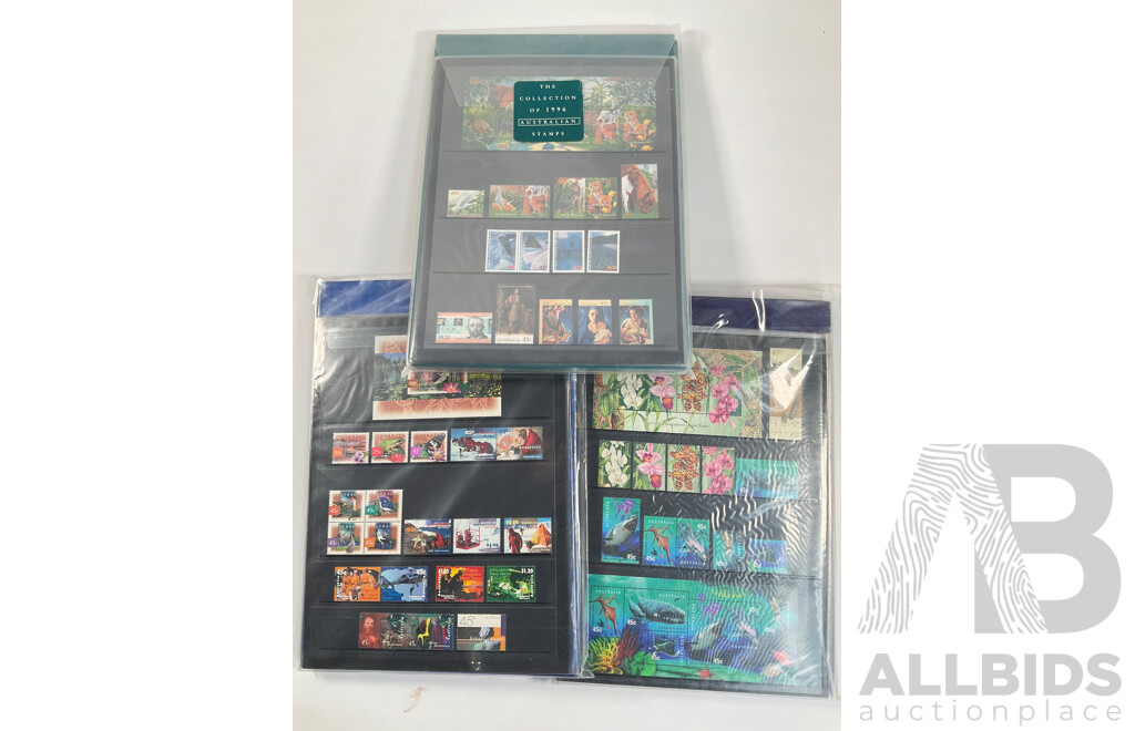 Three Australian Annual Stamp Albums Including 1996, 1997, 1998 - Face Value $137