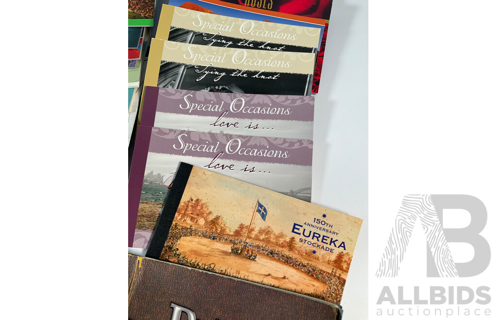 Eighty One Australian Mint Stamp Prestige and Souvenir Booklets and Packs Including Royal Tour Jubilee, Classic Toys, Geoffrey Rush, Nostalgic Tourism, World Cup 2003 and More - Face Value Approximately $850