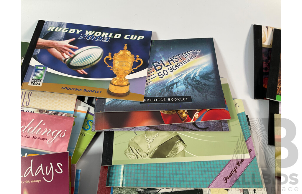 Eighty One Australian Mint Stamp Prestige and Souvenir Booklets and Packs Including Royal Tour Jubilee, Classic Toys, Geoffrey Rush, Nostalgic Tourism, World Cup 2003 and More - Face Value Approximately $850