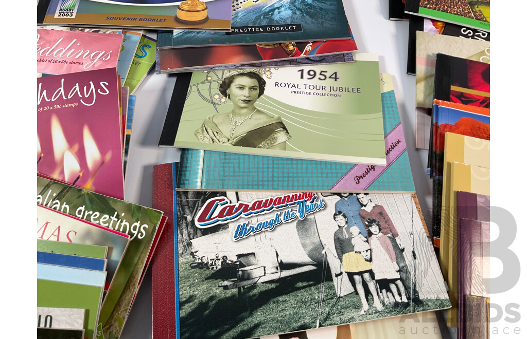 Eighty One Australian Mint Stamp Prestige and Souvenir Booklets and Packs Including Royal Tour Jubilee, Classic Toys, Geoffrey Rush, Nostalgic Tourism, World Cup 2003 and More - Face Value Approximately $850