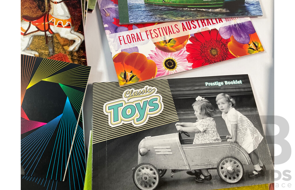 Eighty One Australian Mint Stamp Prestige and Souvenir Booklets and Packs Including Royal Tour Jubilee, Classic Toys, Geoffrey Rush, Nostalgic Tourism, World Cup 2003 and More - Face Value Approximately $850