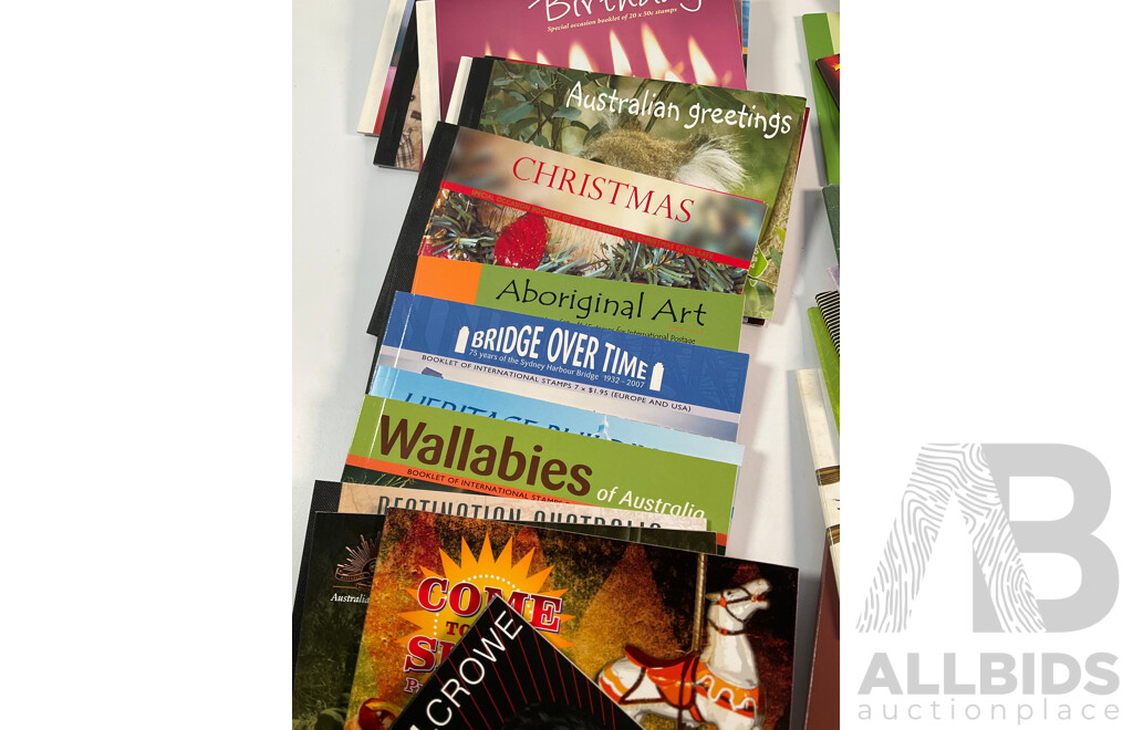 Eighty One Australian Mint Stamp Prestige and Souvenir Booklets and Packs Including Royal Tour Jubilee, Classic Toys, Geoffrey Rush, Nostalgic Tourism, World Cup 2003 and More - Face Value Approximately $850