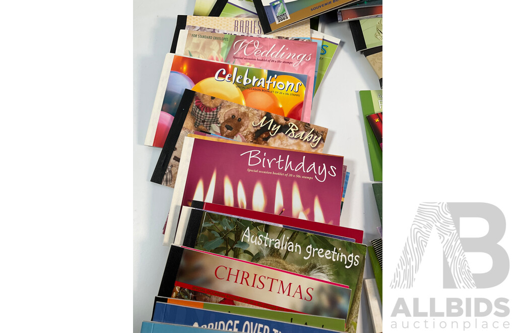 Eighty One Australian Mint Stamp Prestige and Souvenir Booklets and Packs Including Royal Tour Jubilee, Classic Toys, Geoffrey Rush, Nostalgic Tourism, World Cup 2003 and More - Face Value Approximately $850