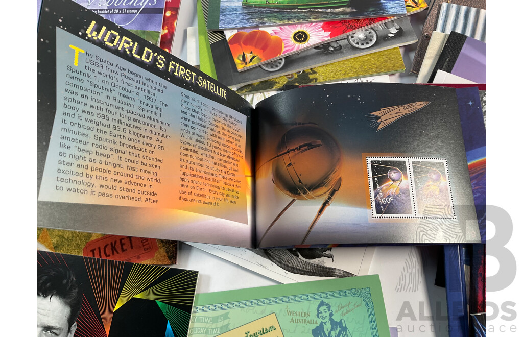 Eighty One Australian Mint Stamp Prestige and Souvenir Booklets and Packs Including Royal Tour Jubilee, Classic Toys, Geoffrey Rush, Nostalgic Tourism, World Cup 2003 and More - Face Value Approximately $850