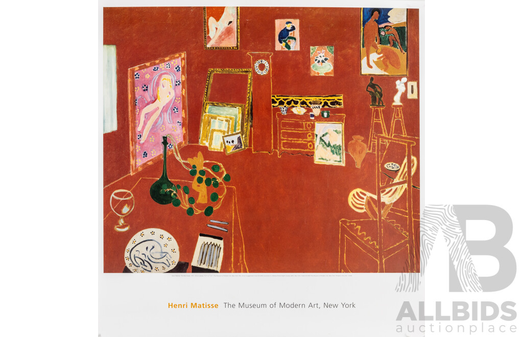 Henri Matisse (19/20th Centuries, French, 1869-1954), The Red Studio, Colour Poster Print From the Museum of Modern Art. New York (2000), 76H x 74W cm