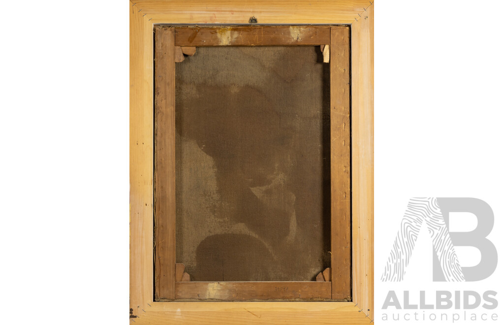 D.Hoek (20th Century), Votive Shrine by Water, Original Vintage Oil on Canvas, 81H x 62W cm (frame)