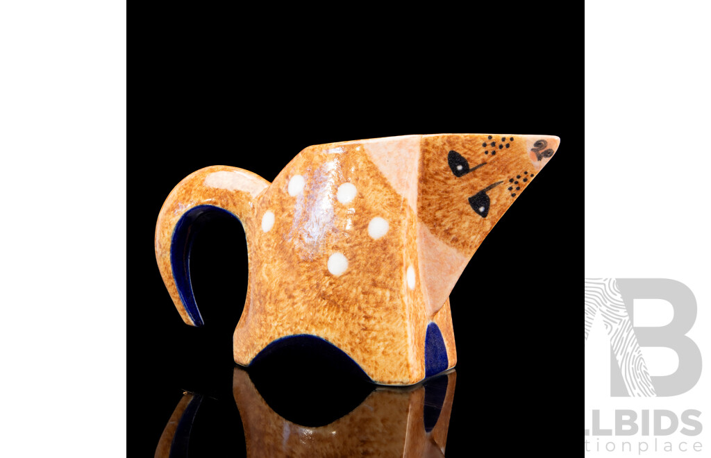Dawn Oakford (20th Century, British-Born Australian, 1958-), Eastern Brown Spotted Quoll Jug, Original Glazed Slip-Cast Ceramic Earthenware and White Clay, 11H Cm
