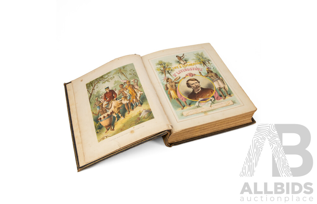 The Life & Explorations of Dr. Livingstone - The Great Missionary Traveller, Antique Volume (c1870-1880), 31L x 24W x 6D cm