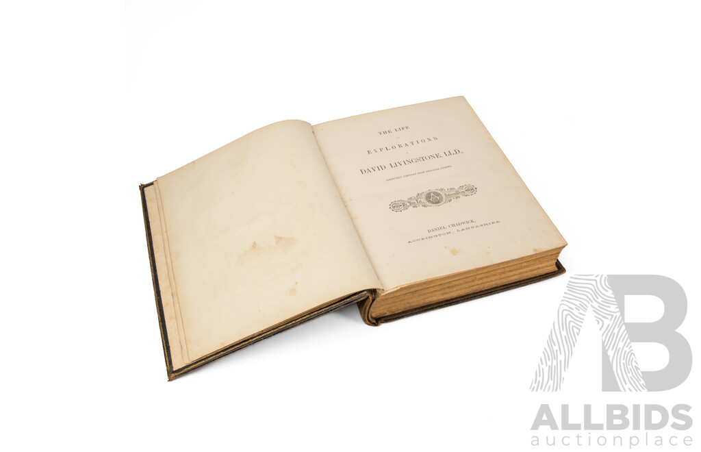 The Life & Explorations of Dr. Livingstone - The Great Missionary Traveller, Antique Volume (c1870-1880), 31L x 24W x 6D cm