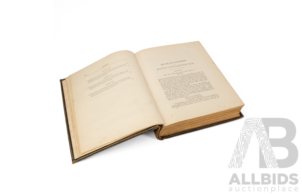 The Life & Explorations of Dr. Livingstone - The Great Missionary Traveller, Antique Volume (c1870-1880), 31L x 24W x 6D cm