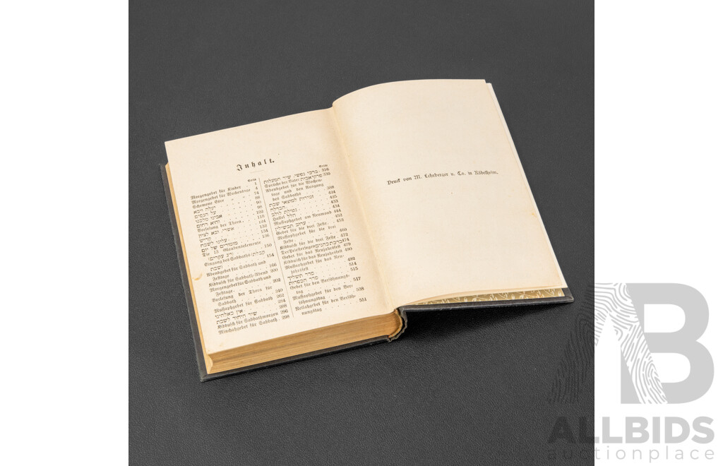 Antique Copy Siddur Tefillat Yisrael for Shabbat & Yom Tov, (Jewish Prayer Book) with German Translation, Published by Verlag Von J. Kauffmann, Frankfurt-Am-Mein (c1890)