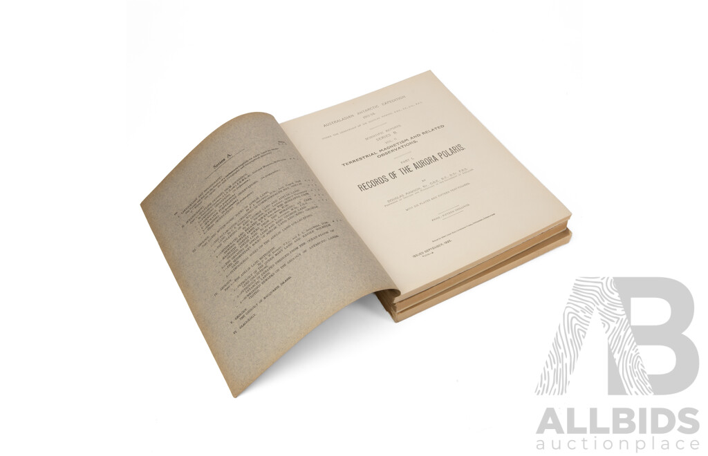 Collection of Six Antique & Vintage Australasian Antarctic 1911-1914 Expedition Scientific Reports Under Leadership of Sir Douglas Mawson, Dated 1925 to 1940, (6)