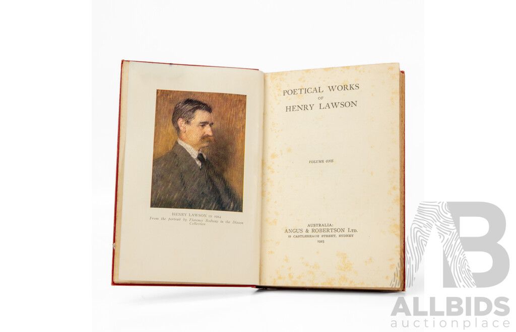 Antique First Edition Complete Three-Volume Set of Poetical Works of Henry Lawson, Published Angus & Robertson Ltd, 1925 (3)