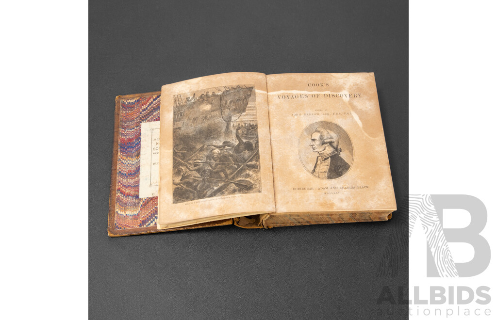 Antique Volume of Cook's Voyages, Compiled and Edited by John Barrow, Published by Adam & Charles Black (Edinburgh), 1865