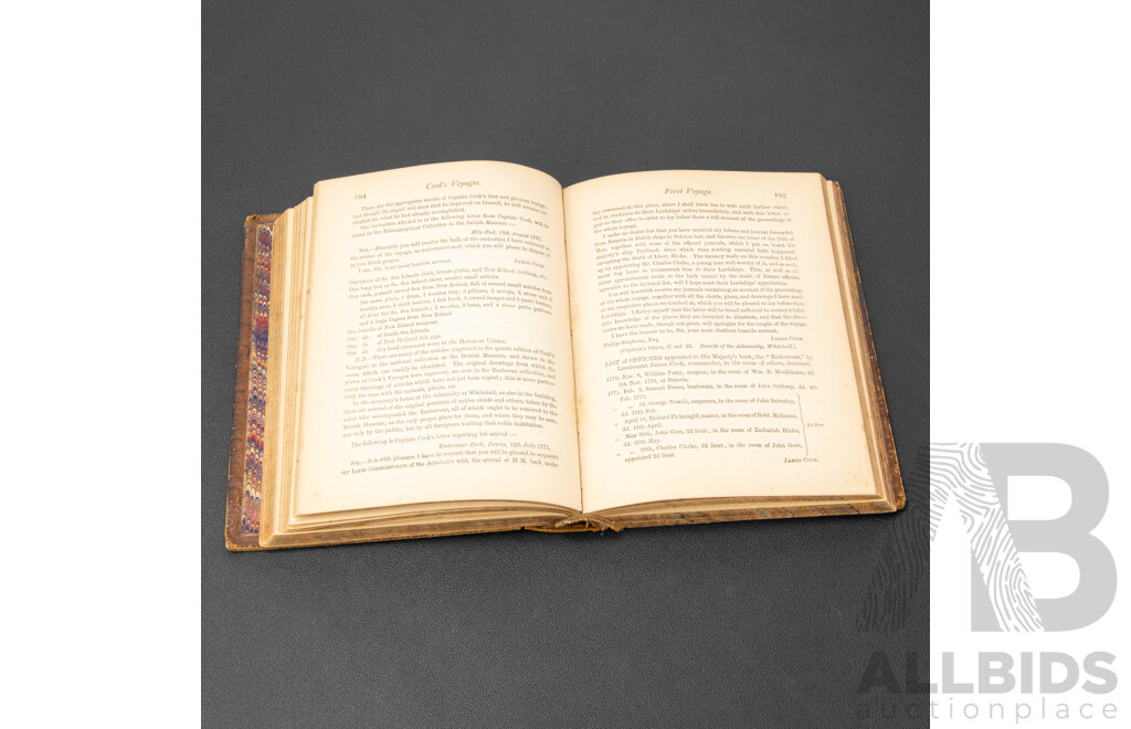 Antique Volume of  Cook's Voyages, Compiled and Edited by John Barrow, Published by Adam & Charles Black (Edinburgh), 1865