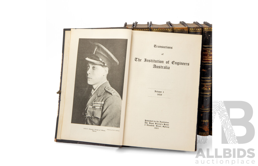 Nine Volumes of Transactions of the Institutions of Engineers, Australia, Published Between 1921-1928, 23L x 15W cm (9)