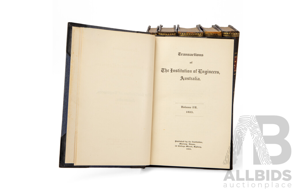 Nine Volumes of Transactions of the Institutions of Engineers, Australia, Published Between 1921-1928, 23L x 15W cm (9)