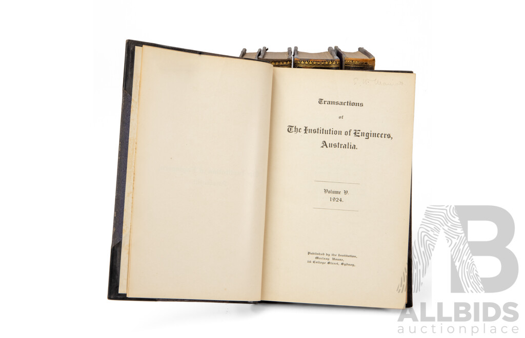 Nine Volumes of Transactions of the Institutions of Engineers, Australia, Published Between 1921-1928, 23L x 15W cm (9)