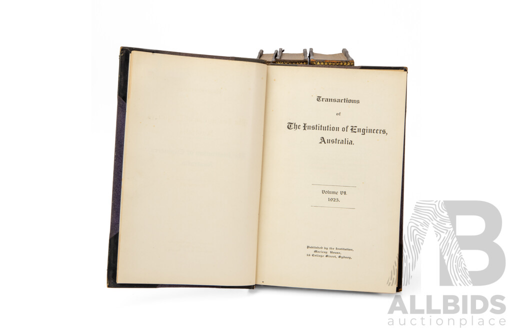 Nine Volumes of Transactions of the Institutions of Engineers, Australia, Published Between 1921-1928, 23L x 15W cm (9)