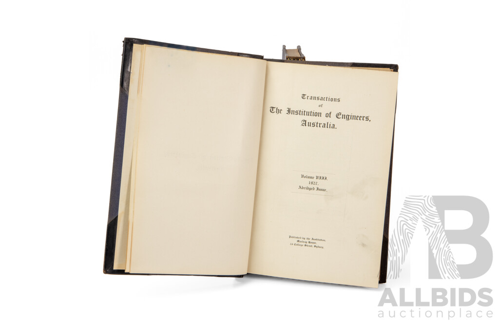 Nine Volumes of Transactions of the Institutions of Engineers, Australia, Published Between 1921-1928, 23L x 15W cm (9)