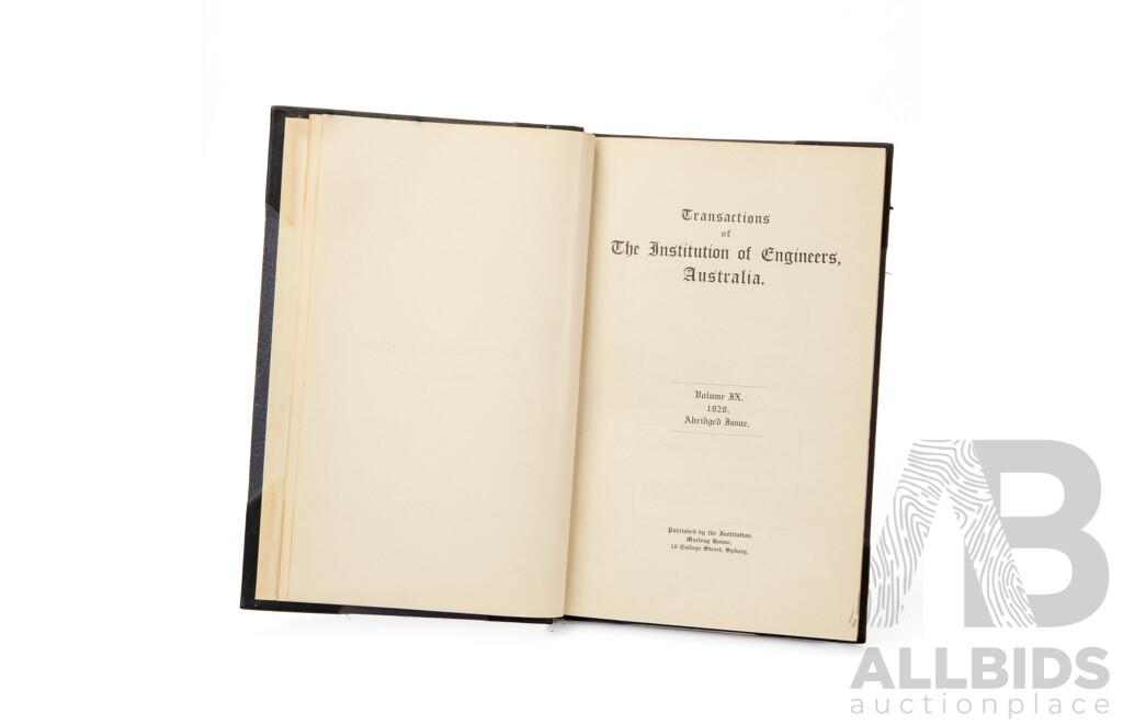 Nine Volumes of Transactions of the Institutions of Engineers, Australia, Published Between 1921-1928, 23L x 15W cm (9)